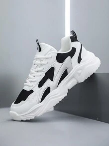 黑色白色新款时尚舒适软底耐磨男士户外运动休闲鞋 - 黑與白 - 查看 3