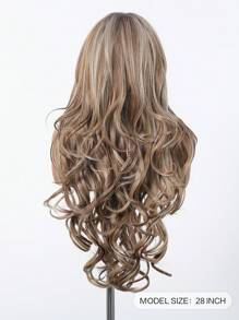 棕色合成蕾丝前假发，棕色挑染 13x4 无胶假发 波浪假发 女士预拔发际线假发 适合派对场合使用 28 英寸 - 挑染棕色 - 查看 7