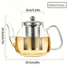 1pc Heatproof Glass Teapot With Stainless Steel Infuser - Global Use, For Iced Tea In Summer, Hot Tea In Winter Back To School - Multicolor - View 4