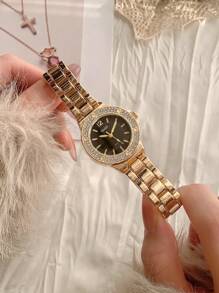 GUQI 品牌 1 件女士经典金表，时尚女士手表，精致的母亲节礼物，耐磨抗氧化，石英机芯，钻石水钻适合休闲、节日、派对穿着，礼物创意 - 均碼 - 查看 15