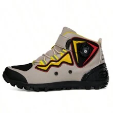 Men's Autumn/Winter Fashionable Outdoor Sports Shoes, Wear-Resistant Outdoor Cycling Shoes, Warm Beige Lock Shoes