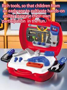 儿童过家家玩具收纳手提箱，采用 PP 材质，适合 3-6 岁女孩，包含木工工具、厨具、化妆品、医疗用品、水果市场玩具套装，非常适合角色扮演乐趣，儿童节礼物（1 件，附儿童证书）