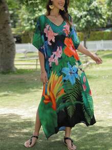 Women Plus Size Kaftan Dress Swimsuit Cover Up Caftan Maxi Beach Dresses - 彩色 - 查看 3