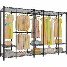 VIPEK V50 Extra Large Portable Closet Rack Bedroom Armoire Freestanding Wardrobe Closet, Heavy Duty Clothes Rack Multi-Functional Metal Clothing Rack For Hanging Clothes, Max Load 1300lbs, Gold - 黑色 - 查看 1