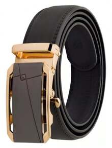 Men's Belt Luxury Leather Ratchet Buckle Wide Large 1.20 CMCasualPU LeatherBuckle - Black - View 2