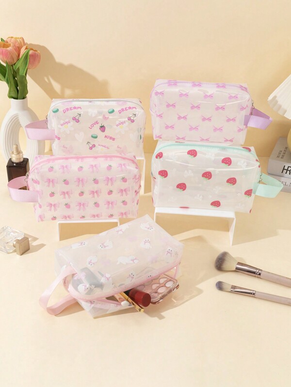 1pc Fold Waterproof Makeup Bag Easy To Clean Dirty Washable Cosmetic Bag Cartoon Cute Beauty Bag Large Capacity Daily Travel Makeup Pouch For Women & Girl Makeup Storage Cosmetic Pouch Holiday Gift For Valentine's Day