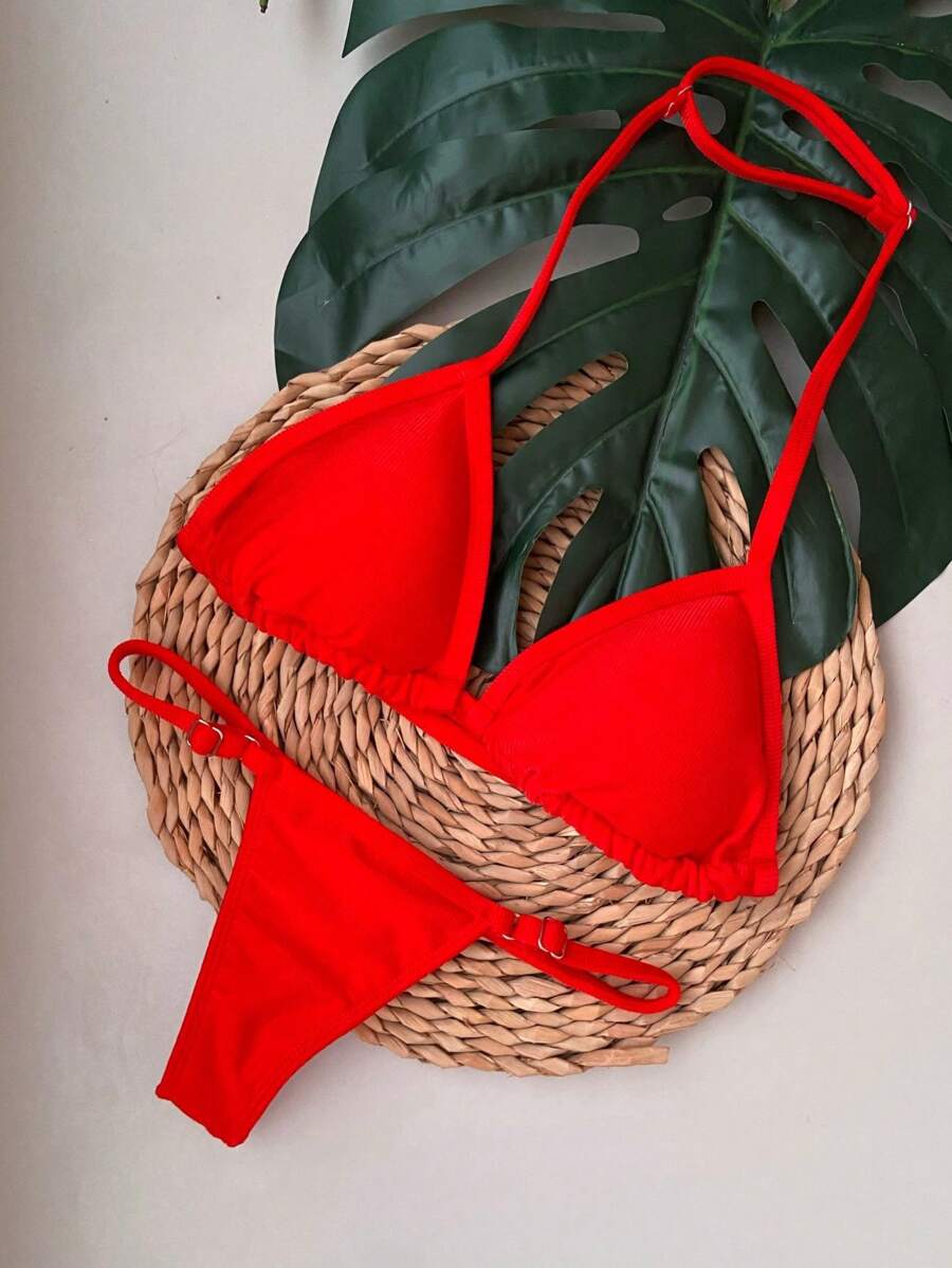 Biquíni fita de regulagem - Vermelho - Visão 1