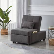 Clipeyh Modern Fabric Solid Print Convertible Chair With Adjustable Backrest, Gray