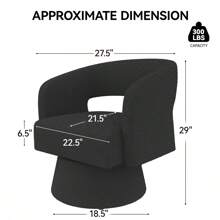 Nalupatio Swivel Barrel Accent Chair,Oversized Teddy Upholstered Round Swivel Chair,Modern Luxury 360 Degree Living Room Vanity Chair For Bedroom Office - 黑色 - 查看 3