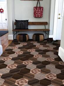 11 piezas de baldosas de piso autoadhesivas hexagonales con textura de madera, impermeables y antideslizantes para decoración del hogar, baldosas hexagonales entrelazadas de 7.83*9.06 pulgadas/19.9*23 cm, baldosas de piso autoadhesivas para sala de estar, decoración de habitaciones, cocina