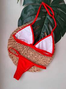 Biquíni fita de regulagem - Vermelho - Visão 2