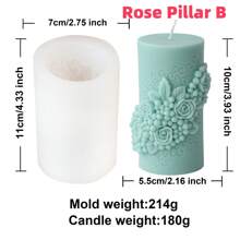 Molde de Silicone Redondo em Coluna com Rosa Desabrochando 3D, Molde de Resina Floral em Pilar Cercado por Rosas, Ferramenta DIY para Esculpir Botão de Flor, Gesso, Vela de Cera de Soja, Decoração e Presentes do Dia dos Namorados