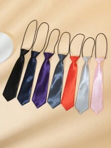 时尚纯色儿童领带，男孩女孩简约预系领带，适合派对、表演、学生制服