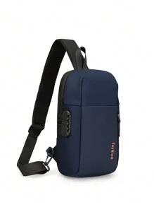 1 peça bolsa de peito masculina de alta qualidade, bolsa transversal preta com trava de senha antirroubo, orifício para fone de ouvido, adequada para adolescentes, casual, atividades ao ar livre, esportivas, viagens, formatura, presentes de aniversário
