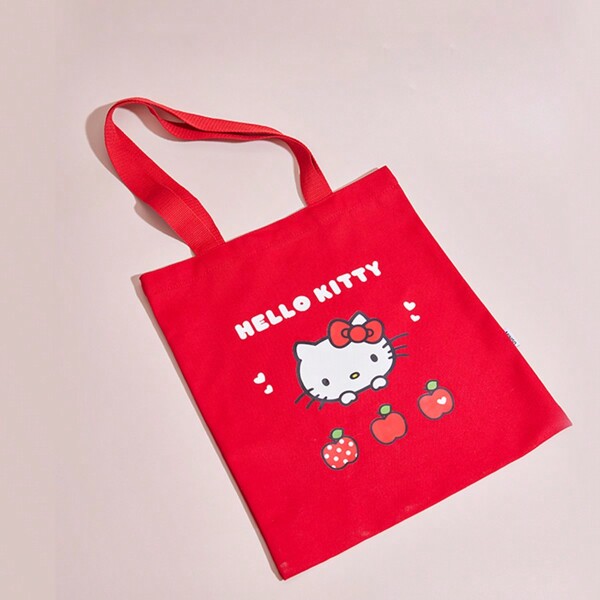 Miniso Hello Kitty Apple Season Stylish Canvas Tote Bag(1 PC)