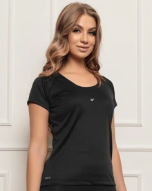 Women's Gym Set: DRY FIT T-Shirt + Fitness Sports Shorts Perfect Workout Top Premium Fabric - 黑與白 - 查看 3