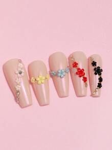 Accesorios de arte de uñas en forma de media luna con perlas blancas en caja, accesorios semicirculares diarios para uñas, material de resina tridimensional DIY