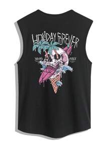 Tank Top Men's Regular Design Print Sporty Sleeveless T-Shirt, Summer - Multicolor - View 3