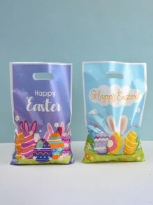 30 件复活节兔子和鸡蛋闪亮塑料礼品袋，卡通生日派对礼品包装，礼品包装 - 彩色 - 查看 3