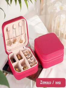 1 件 PU 简约珠宝收纳盒、耳环、耳钉、戒指小珠宝盒、创意便携式配件收纳盒