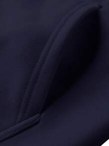 2Pcs Womens Spring Fall Sportswear Solid Color Hooded Long Sleeves Sweatshirt Drawstring Slacks Set Streetwear - Navy Blue - View 4