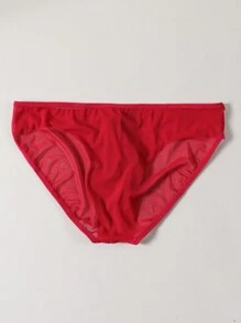Men's Red Sexy Letter & Heart Graphic Breathable Thin Comfortable Daily Pouch Thong Underwear