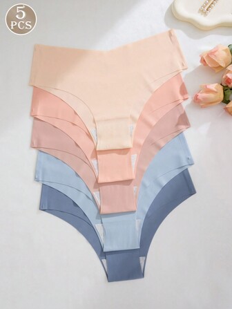 5 件/包 女士无痕舒适柔软性感半背运动无缝三角裤