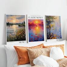 3-Piece Set, Canvas Wall Art, Framed Decorative Painting, Wall Art, Art Poster Set, Canvas Wall Painting, Classic And Modern Decor, Waterproof Canvas Painting, Suitable For Home, Office, Living Room, Bedroom, Bathroom, Dining Room - Landscape And Floral Theme Ink Painting, Vertical, Spring/Summer Gift, Birthday/Graduation Gift - Multicolor - View 5