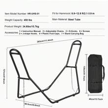 Hammock Stand, Larch Wood Arc, Universal 2 Person Hammock Stand, Adjustable Heavy Duty 450-550 Lbs Capacity Hammock Stand Fits 6.9-13.5 Ft Hammocks For Outdoor And Indoor Portable Hammock Stand With Chain, Hook, And Carrying Bag - 450 Lbs Capacity, Steel, 6.9-12.8 Ft - View 6