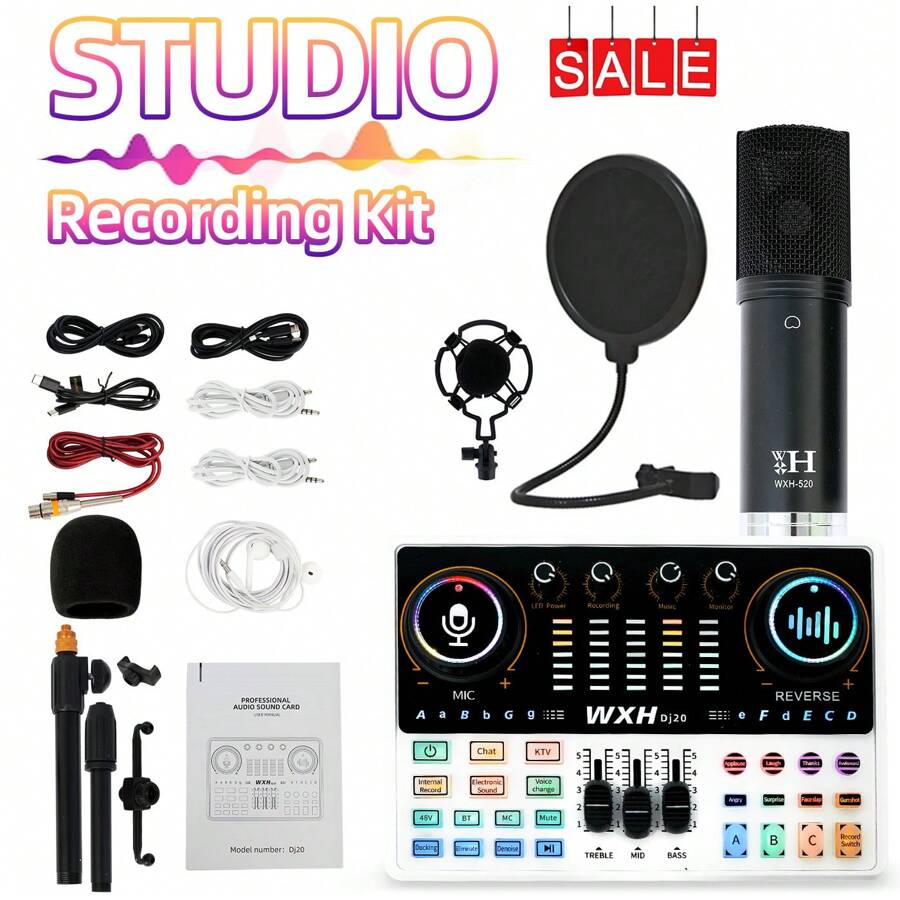 Podcast Equipment Bundle Audio Mixer All-In-One Podcast Production Studio With 3.5mm Microphone For Live Streaming, Podcast Recording, PC, Smartphone, DJ MaonoCaster Lite (AU-AM200-S1),Podcast Equipment Bundle, Audio Interface With Studio Condenser Microphone For Smartphone & PC, Plug-And-Play Live Sound Card, Perfect For Streaming, Singing, And Gaming For Computer Recording, Game Voice Communication, High-Quality Sampling, Home Use - White - View 1