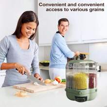 Rice Dispenser Container Cereal Box Dry Food Grain Storage Button Push Kitchen - Green - View 7