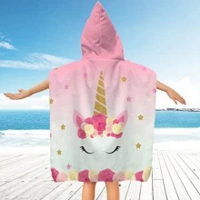 Toallas con capucha para la playa - Toalla de baño para niños pequeños, toalla de playa tipo poncho para niñas, de secado rápido, suave y ligero, con diseños de sirenas, pandas, flores, unicornios, flamencos, flores, palmeras y arcoíris, ideal para bodas de verano, decoración del baño y vuelta al colegio