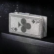 Women Poker Card Evening Clutch Purse Casino Vegas Novelty Purse Hearts Bags Playing Cards(Black,Of Hearts) - 黑色 - 查看 2