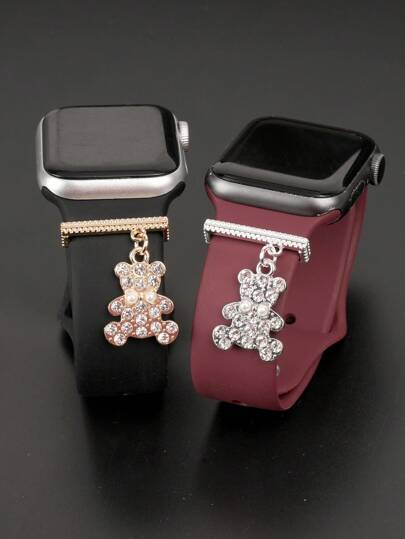 1 Stück Cartoon Bär Charm Uhrarmband Dekorationsring kompatibel mit Apple Watch Sports Armband, kompatibel mit Samsung Watch Silikon Armband Schmuckzubehör