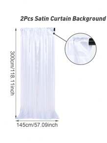 2pcs White Satin Backdrop Curtain, White Polyester Photography Backdrop For Wedding Party Ceremony Stage Decor, Bridal Party, Anniversary Party Stage Decor, Bridal Party, Anniversary Party Stage Decor, Babe Shower Birthday Party Home Room Photo Backdrop Decor Party White Satin Curtain Background Decoration