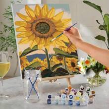 1 pièce, Ensemble de peinture à l'huile numérique pour adultes DIY, format 40 x 50 cm/16 po x 20 po, motif grand tournesol, pour la décoration de la maison, du bureau, de la chambre à coucher, du salon