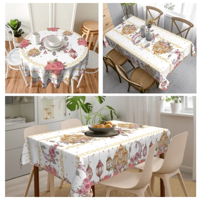 1 块主题桌布，防水防油可洗涤纶印花图案，适合户外厨房或餐桌装饰