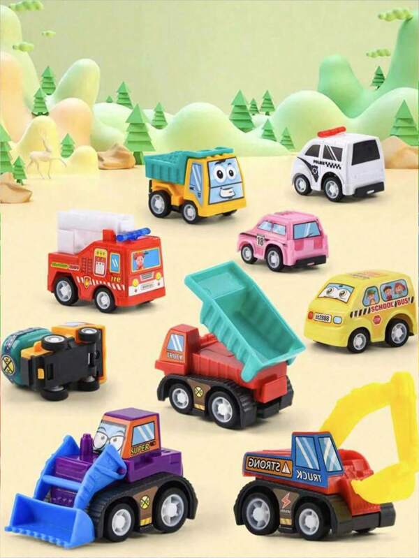 Set de 5 piezas/10 piezas de juguetes de modelos de autos en miniatura para regalo de cumpleaños (aleatorio) incluye autos de juguete, vehículos, camiones de juguete, juguetes para niños, autos de juguete, camiones, favores de fiesta , de vuelta a la escuela