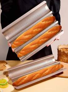 1pc Gold French Baguette Cake Mold, Perforated Bread Loaf Baking Tray, Non-Stick French Stick Bread Pan, Wavy Slot Toast Box, Baking Tool
