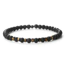 1pc Minimalist 4mm Mini Beads Bracelet Men Tiger Eye Stone Spacer Black Lava Onyx Strand Bracelet Women Men Meditation Yoga Jewelry Gift