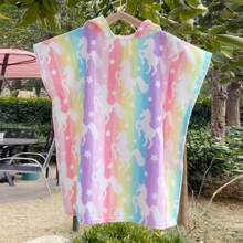 Toallas con capucha para la playa - Toalla de baño para niños pequeños, toalla de playa tipo poncho para niñas, de secado rápido, suave y ligero, con diseños de sirenas, pandas, flores, unicornios, flamencos, flores, palmeras y arcoíris, ideal para bodas de verano, decoración del baño y vuelta al colegio