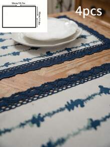 Chinese Blue And White Porcelain Floral Edged Placemats, Heat Insulating Table Mat For Plate, Pot, Bowl & Tableware, Home Dining Accessories - Multicolor - View 10