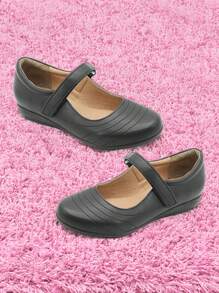 Girls School Shoes Lightweight Breathable Contactel Fit Non-Slip - 黑色 - 查看 2
