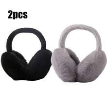 1 pieza Orejeras plegables de invierno cálidas, orejeras de color liso y suave, protección contra el frío para ciclismo, deportes al aire libre, prueba de frío, para estudiantes, como regalo para hombres y mujeres