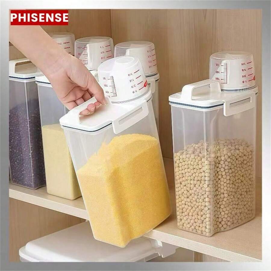 Airtight Food Storage Container Kit For Dogs Cats Birds Cereals Pasta Food - Blanco - Ver 1