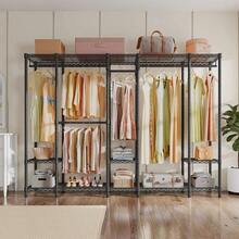 VIPEK V50 Extra Large Portable Closet Rack Bedroom Armoire Freestanding Wardrobe Closet, Heavy Duty Clothes Rack Multi-Functional Metal Clothing Rack For Hanging Clothes, Max Load 1300lbs, Gold - 黑色 - 查看 8