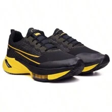 Men's Sneakers 38 To 43 Training Gym Running Men's Women's Fast Shipping Super Resistant - Đen/Vàng - Xem 2