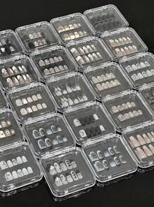 10pcs/5pcs/1pc Nail Art Storage Box, Fake Nail Box, Transparent PET Material Display Box, Nail Beauty Flip Cover Small Box, Dustproof And Moisture-Proof, Desktop Storage Box, Drawer Organizer Box, Multifunctional Jewelry Box, Fake Eyelash Box,For Holiday Beach, Bathroom Collection, Bedroom Collection, Large Capacity