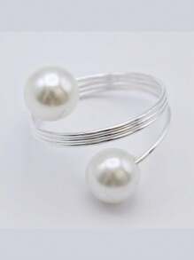 Pearl Napkin Rings, Napkin Holder,Wedding Table Setting, Elegant Pearl Design Metal Napkin Ring Set For Wedding Dinner Decoration, Faux Pearl Metal Decorations For Weddings, Parties And Banquets, Hotel Wedding Table Napkin Rings, The Surface Material Is Shiny, Adding Luxury To The Table Setting,Festival Family Gathering, Kitchen Dining Table Decor,Picnics, Dinner Party. - Multicolor - View 16