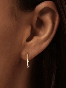 1 pièce Boucles d'oreilles créoles en forme de larme en argent sterling 925 pour femmes et filles, design minimaliste avec un anneau ovale